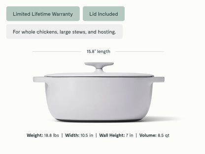 8 qt Enameled Cast Iron Oval Dutch Oven