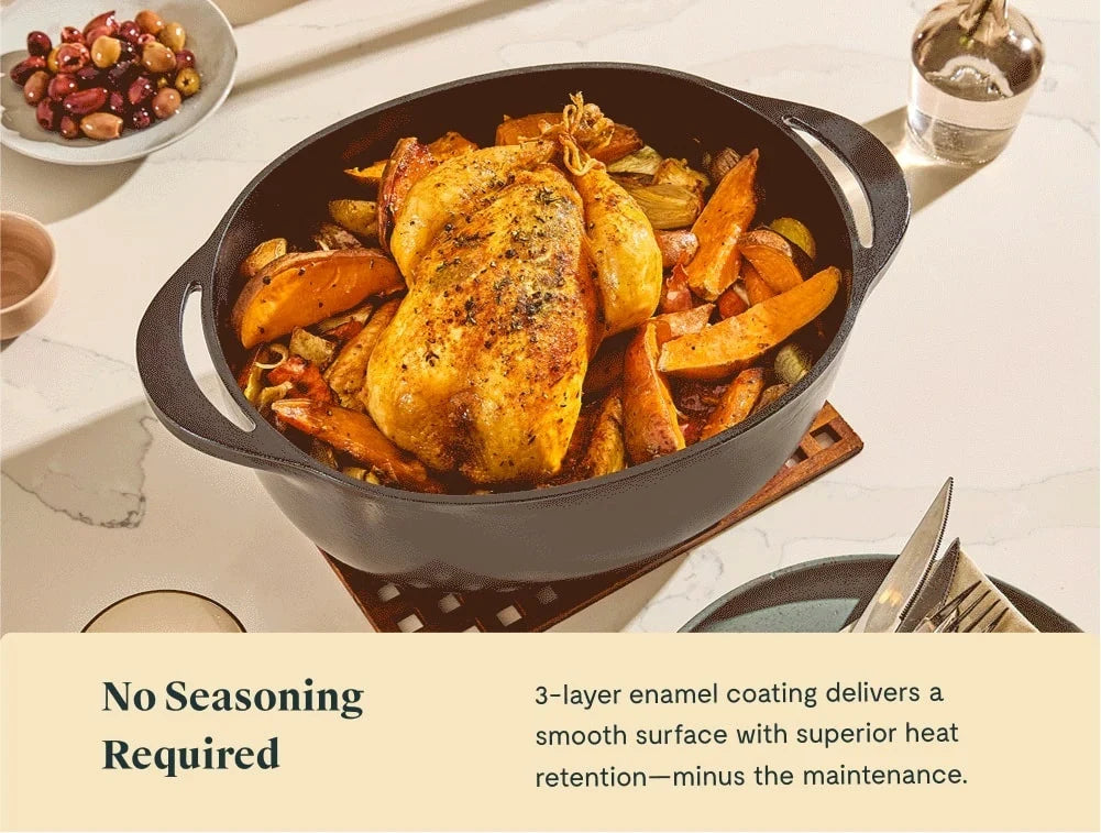 8 qt Enameled Cast Iron Oval Dutch Oven