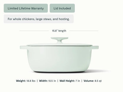 8 qt Enameled Cast Iron Oval Dutch Oven
