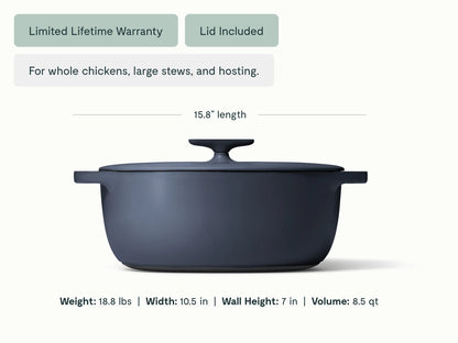 8 qt Enameled Cast Iron Oval Dutch Oven