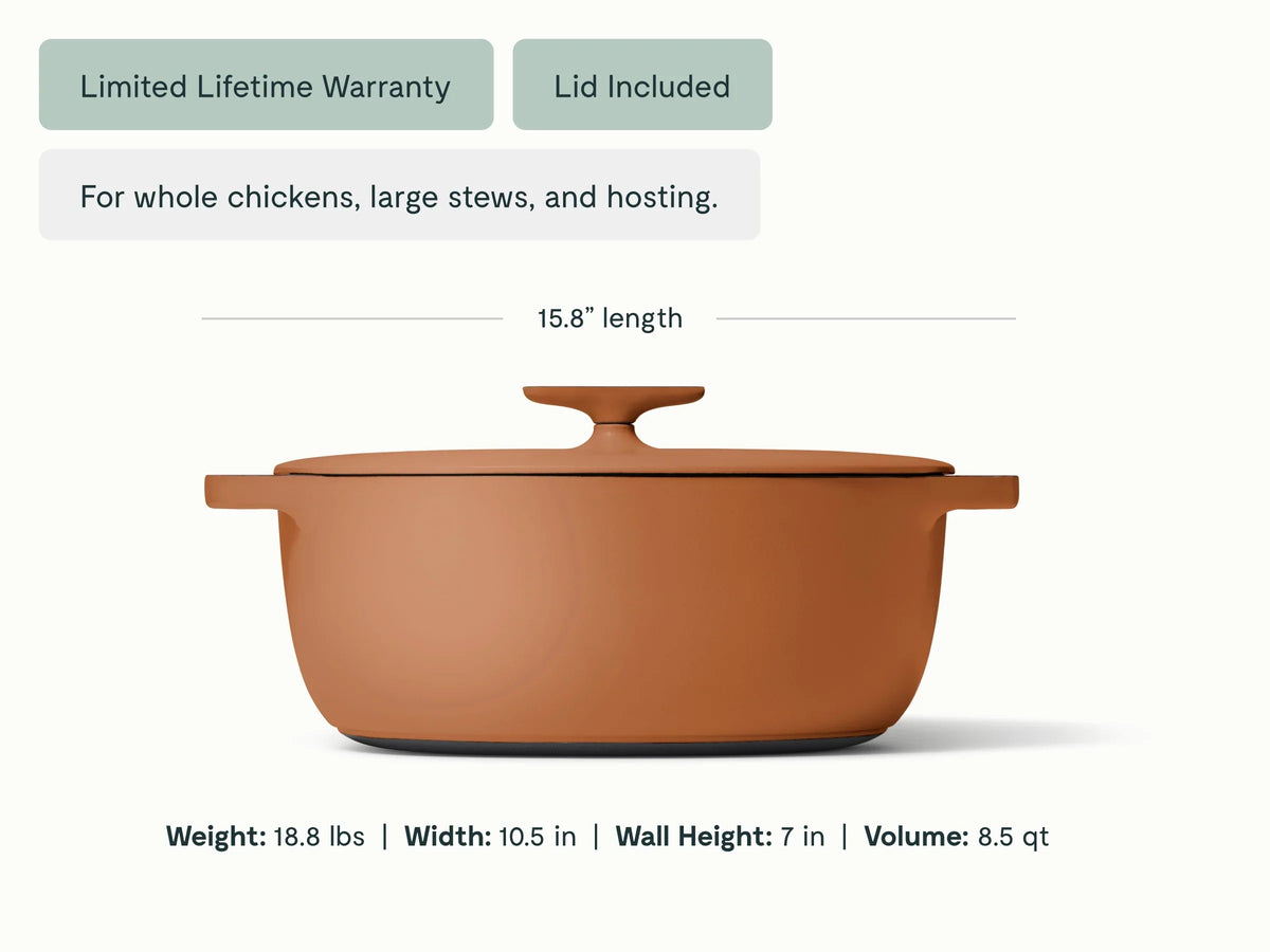 8 qt Enameled Cast Iron Oval Dutch Oven
