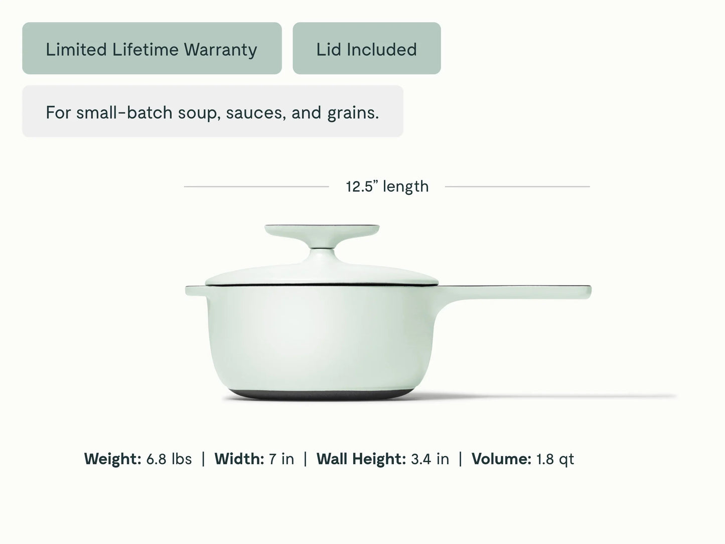 1.8 qt Enameled Cast Iron Mini Sauce Pan