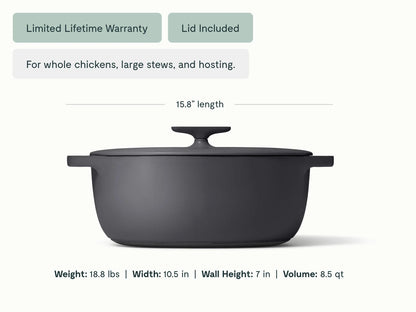 8 qt Enameled Cast Iron Oval Dutch Oven