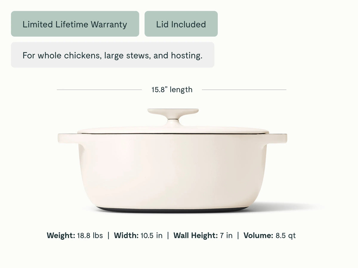 8 qt Enameled Cast Iron Oval Dutch Oven
